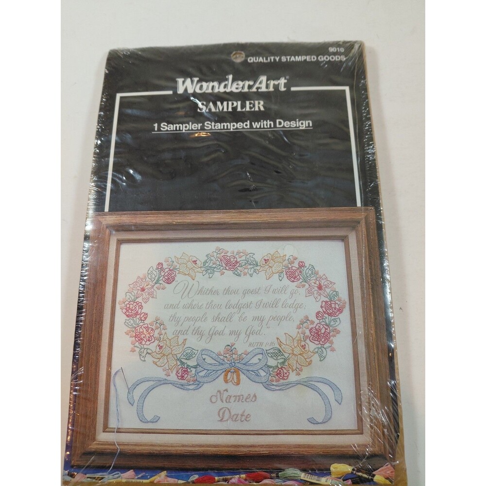 WonderArt "Whither Thou Goest" Stamped Sampler Kit 9010 - 11" x 14" - New Sealed